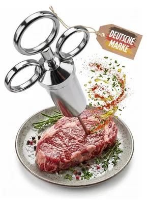 Produktbild von Edelstahl Bratenspritze Marinadenspritze Marinierspritze Gewürzspritze V2Aox, Anzahl:1 Stück