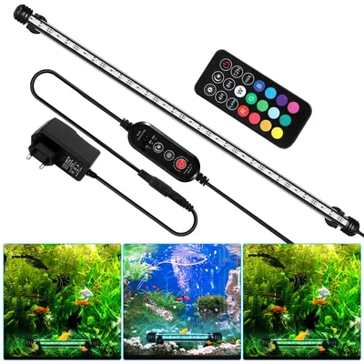 Obrázek produktu pro Vigevee, LED osvětlení pro akvária, 63 cm, podvodní LED lampa s časovačem, vodotěsné osvětlení, dálkové ovládání, 7,2 W