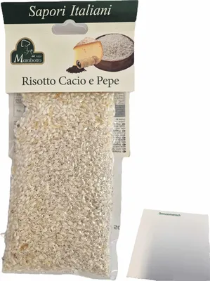 Produktbild von Marabotto Risotto Cacio e Pepe - Käse & Pfeffer (250g Packung) + usy Block