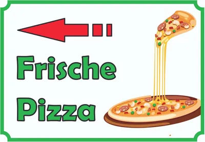 Produktbild von Frische Pizza Schild mit Pfeil links A1 Rückseite selbstklebend