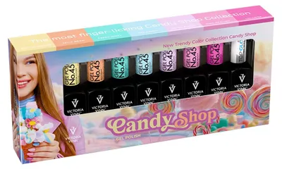 Obrázok produktu pre Victoria Vynn | Gélový lak 452–458 – 70 ml – 8 ks – Candy Shop – Vysoký lesk