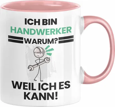 Produktbild von Handwerker Geschenk Tasse Lustiger Spruch Ich Bin Handwerker Warum Weil Ich Es Kann Geschenkidee Bester Handwerker Geburtstag Kaffee-Becher (Rosa)