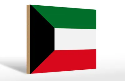 Produktbild von Holzschild Flagge Kuwaits 30x20cm Flag of Kuwait