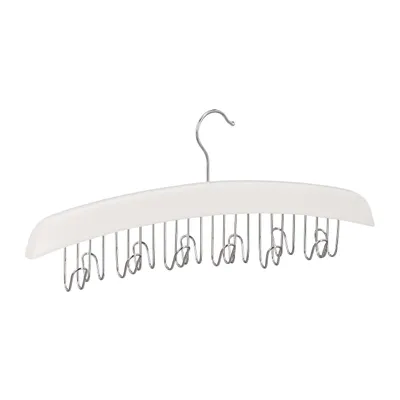 Immagine prodotto di 4 ganci porta-cinture da armadio, ganci per 12 cinture, ganci girevoli a 360°, legno di loto, 17,5 x 43 x 5,5 cm, bianco/argento