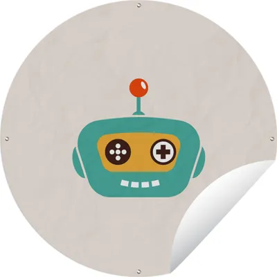 Produktbild von MuchoWow® Gartenposter Outdoor-Poster Rund Roboter - Gesicht - Antenne - Technik - Junge - Kind Ø 90 cm Gartendeko Rundes Poster draußen