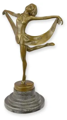 Produktbild von Bronzeskulptur Tänzerin nach Lorenzl Replikat Retro Design Dekoration