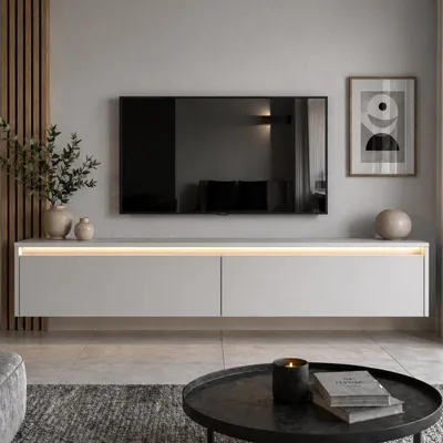 Produktbild von Hängender TV-Schrank LUMI 170 cm Kaschmir matt, TV-lowboard mit LED-Beleuchtung & Push-to-Open