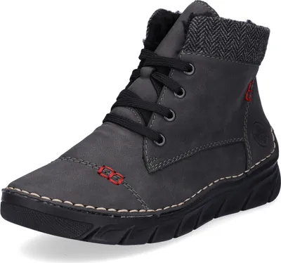 Produktbild von Rieker Damen Stiefelette warm gefüttert Ziernähte Webstoff Plateau 55031, Größe:38 EU, Farbe:Grau