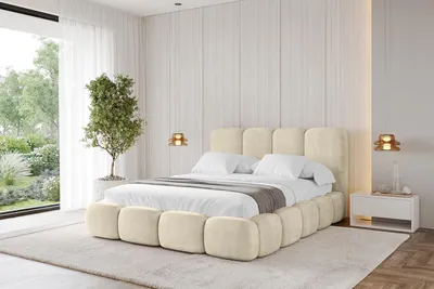 Produktbild von ALTDECOR Polsterbett mit Bettkasten und Lattenrost, Bett mit Kopfteil, Boxbett ohne Matratze, Doppelbett mit Stauraum - KALA 180x200 Beige
