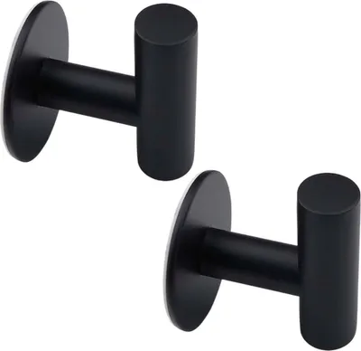 Produktbild von EAVY Handtuchhaken ohne Bohren - 2 Stück Rostfrei Stahl Wandhaken Selbstklebend - Klebehaken extra Stark – Selbstklebend – Handtuchhaken Schwarz
