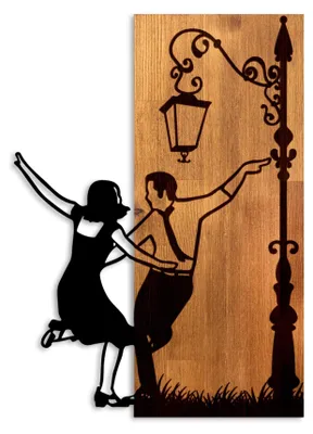 Dekoratives Wandaccessoire aus Holz, Walnuss/Schwarz, 42x58x3 cm