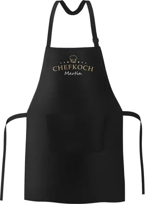Produktbild von Küchen-Schürze eigener Name Schriftzug Chefkoch individualisierbar Kochschürze Männer personalisierte Geschenke SpecialMe® schwarz unisize