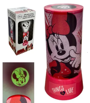 Productafbeelding van Disney Minnie Mouse projectielamp nachtlampje, 2-in-1 met kleurrijke LED-verlichting, werkt op batterijen