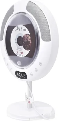 Image de ZELURXX Lecteur CD mural Bluetooth Enceinte portable HiFi Look vinyle Blanc