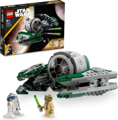 Produktbild von LEGO 75360 Star Wars Yodas Jedi Starfighter Bauspielzeug, Clone Wars Fahrzeug-Set mit Meister Yoda-Minifigur, Lichtschwert und Droide R2-D2-Figur