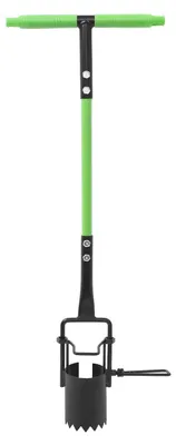 Produktbild von Setzlings- und Zwiebelpflanzer - Manuelles Pflanzgerät - Stahl - T-Griff - Länge 76,2 cm - Lochdurchmesser 8,9 cm - Pflanztiefe 9,4 cm - Grün/Schwarz