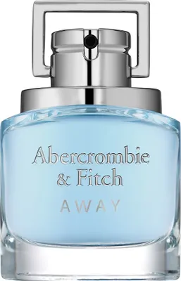 A close-up studio shot of a bottle of Abercrombie & Fitch Away perfume.