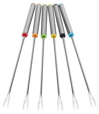 Fonduegabeln, 6-teilig, Edelstahl, 24 cm, bunte Griffe