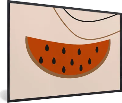 Produktbild von MuchoWow® Gerahmtes Poster Sommer - Wassermelone - Rosa 90x60 cm - Poster mit Schwarzem Bilderrahmen Wandposter Rahmen Foto Bilder - Fotorahmen - Foto-Plakat