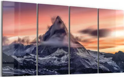 Produktbild von DEQORI Glasbild Echtglas 4x30x60 cm 'Sonnenaufgang Matterhorn' Wandbilder XXL groß