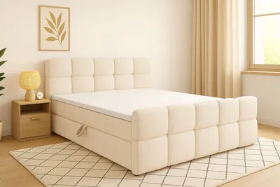 Produktbild von Boxspringbett NUBIO 140x200 mit Bettkasten Bonell-Matratz Tender Way 01 Weiße Perle
