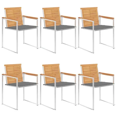 Produktbild von 6 Stk. Gartenstühle mit Kissen Massivholz Teak