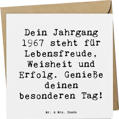 Produktbild von Mr. & Mrs. Panda Grußkarte Spruch 1967 Geburtstag - Weiß - Geschenk, Gelassenheit, Happy Birthday, Glückwunschkarte, Klappkarte, faltkarte, Erinnerungen, Geschenkideen