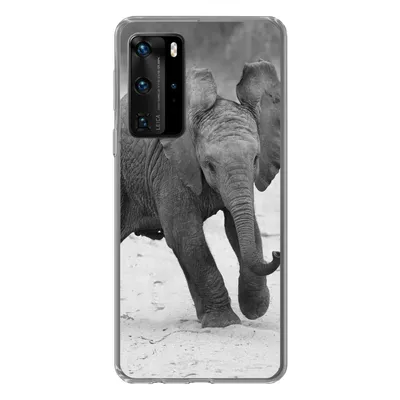 Produktbild von MuchoWow® Handyhülle Schutzhülle Hülle für Huawei P40 Pro Elefant - Baby - Tiere - Kröte - Schwarz und weiß Silikon Softcase Handy Hülle - Schutz