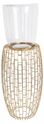 Zdjęcie produktu dla Lampion-świecznik Malibu z pozłacanego metalu i szkła