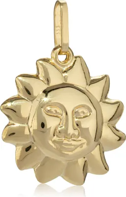 Produktbild von Kettenanhänger Sonne 333 Gelb Gold 8 Karat poliert 15mm Klein Amulett Talisman