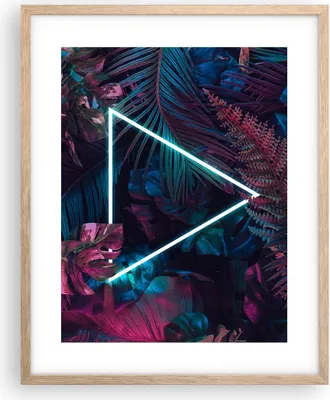 Produktbild von Gerahmtes Poster - Rahmen in heller Eiche - Leuchtend Dreieck Blätter - 40x50 cm - Wand Bild - Wanddeko - Wandbilder - Kunstposter - Wandposter - Bilderrahmen - Bilder - Kunstdruck - P2NPA40x50-4563
