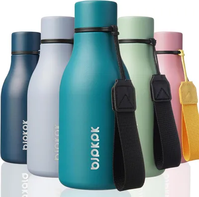 Produktbild von Isolierflasche 350 ml, 3 Deckel, Trinkhalmdeckel, 18/8 Edelstahl, Für Kinder, Sport