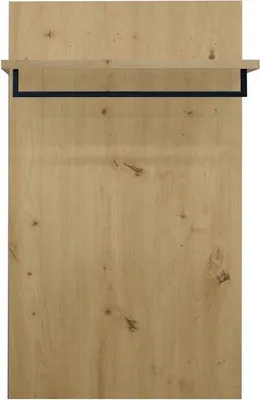 Produktbild von Wandgarderobe Paneele Asteiche Optik Kleiderbügelstange schwarz mit Ablage