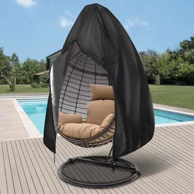 Produktbild von Hängesessel Abdeckung Outdoor, Hängesessel Schutzhülle, mit Reißverschluss Kordelzug, 420D Oxford Schutzhülle, Wasserdicht Winterfest, für Hängestuhl Hängekorb Schwingsessel