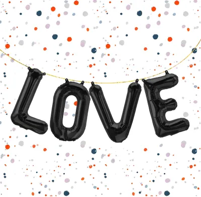 Produktbild von Folienballon Schriftzug Love, Schwarz, ca. 40 cm für Luftbefüllung