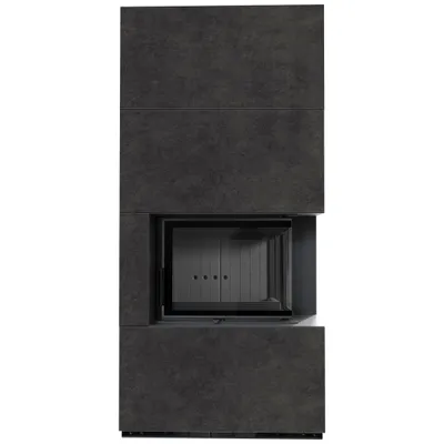 Produktbild von Kaminbausatz KRATKI FLOKI BOX rechts 8 kW Ø 160 Quarzsinter FOKOS GRAFITE schwarz Verkleidung