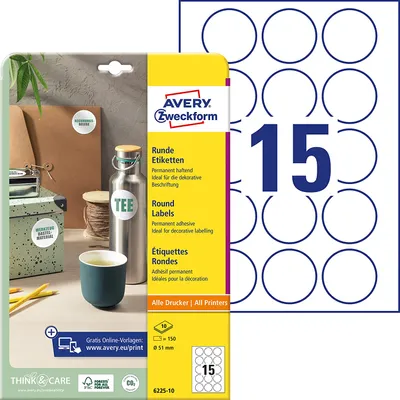 Obrázok produktu pre AVERY Zweckform 6225-10 AVERY Zweckform štítky na označovanie, priemer: 51 mm