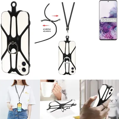 Produktbild von K-S-Trade 3in1 Handykette Handyband Handykordel Halsband Smartphone-Ring Handy-Ring kompatibel mit Samsung Galaxy S20 Ultra Fingerhalterung Handyring