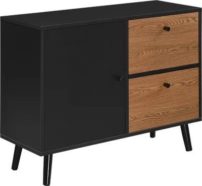 Produktbild von Kredens z 3 drzwiczkami 80x30x62,5 cm komoda szafka wisząca szafka do salonu czarny/ciemny odcień drewna