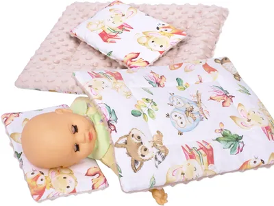 Produktbild von Puppenbettwäsche aus Minky/Baumwolle Puppenbettzeug BOBO - Märchentiere