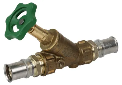 Produktbild von THPRESS Pressfitting DVGW Schrägsitzventil Messing blank für Rohr, Größe 26x3