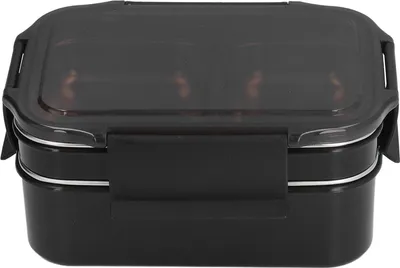 Produktbild von Elektrische Lunchbox aus Edelstahl 304, doppelschichtig isoliert, mit Fach für Büro, Schule, Reisen, Schwarz