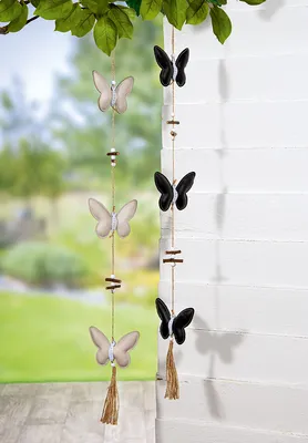 Obrázok produktu pre Gilde Girlanda, motýľ, „Nympho“, umelá koža, sivá, čierna, dĺžka 2 cm, šírka 12 cm, výška 78 cm 57517 4063387575178 2 ks (2 rôzne vzory)