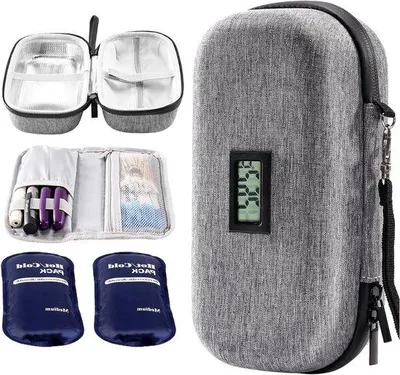 Produktbild von Famanu Kühltasche für Insulin - Kompakter Reiseorganizer mit Thermometer und Kühlakkus