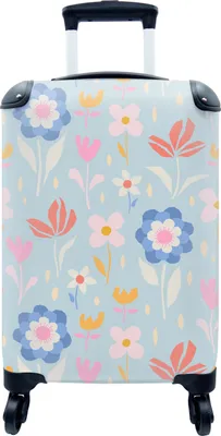 Produktbild von MuchoWow® MuchoWow® Koffer Handgepäck Trolley Rollkoffer Kleine Reisekoffer mit 4 Rollen - Blumen - Pflanzen - Muster - Cabin Size < 55x40x23 cm & 55x40x20 cm - Fotokoffer - Kabinenkoffer - Boardgepäc