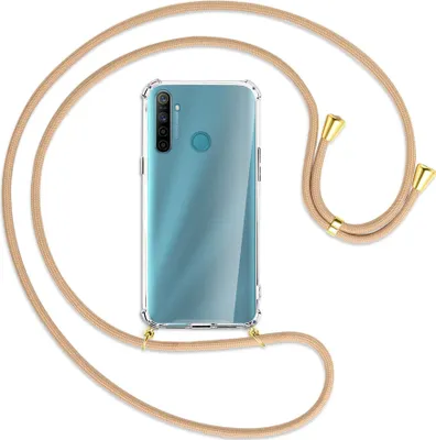 Produktbild von Handykette Backcover-Schutzhülle mit Band (Metall goldfarben) für Realme 5 / 5i - beige