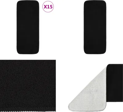 Obrázek produktu pro vidaXL Protiskluzové rohože 15 ks 60x25 cm černé obdélníkové - Rohože na schody - Protiskluzové rohože na schody - Protiskluzové rohože na schody