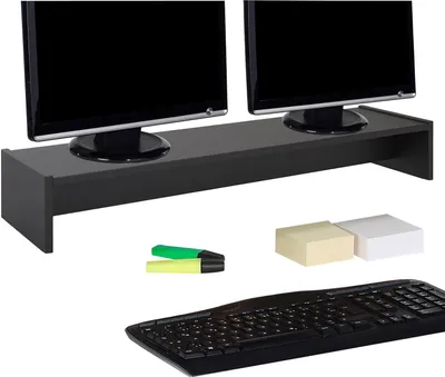 Produktbild von Monitorständer ZOOM für 2 Monitore Bildschirmerhöhung Schreibtischaufsatz Tischaufsatz 100 x 15 x 27 cm in schwarz