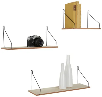 Produktbild von bhp B992286 VANESSA Regalset, MDF naturfarben, Metall schwarz, LxBxH: 500x158x165mm, exkl.