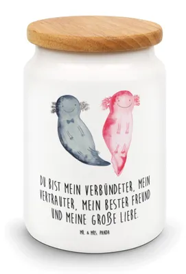 Produktbild von Mr. & Mrs. Panda Dose Axolotl Freundin - Weiß - Geschenk, Liebe, Valentinstag, Teedose, müslidose, Kaffeedose, Aufbewahrungsdose, Keksdose